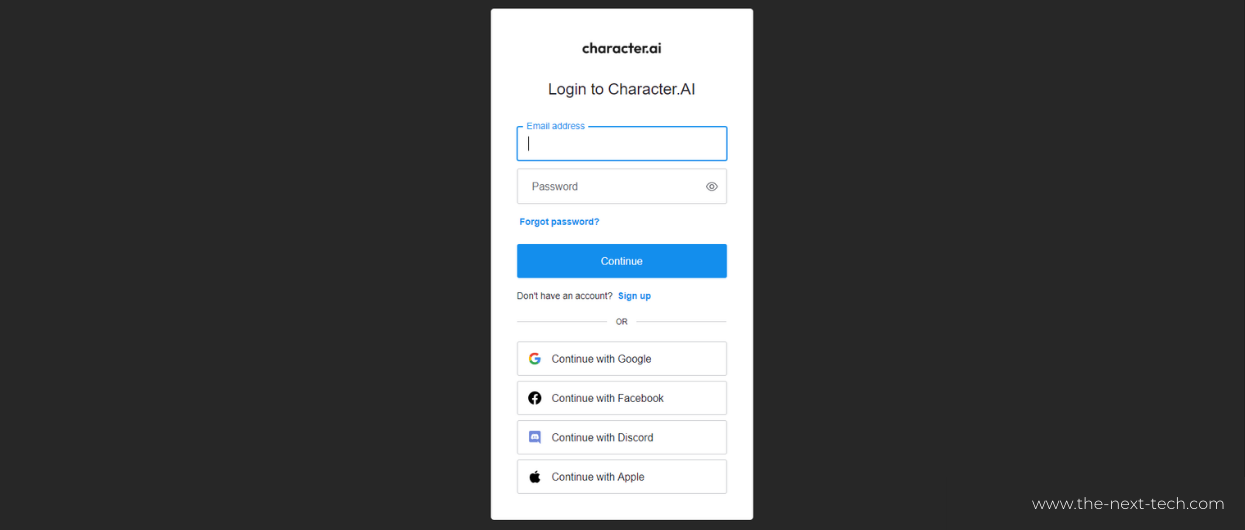 how to login character.ai